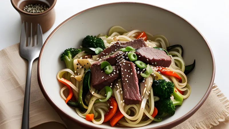 Japchae with Charred Vegetables and Sesame