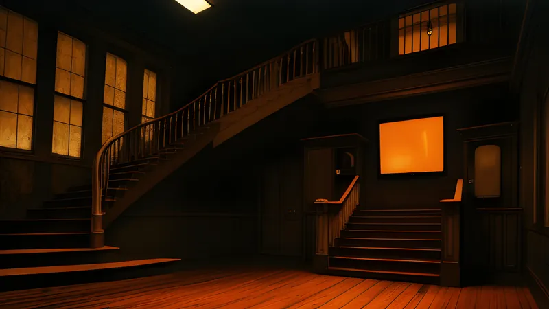 A sprawling mansion floor-plan with a stairway that loops back on itself impossibly