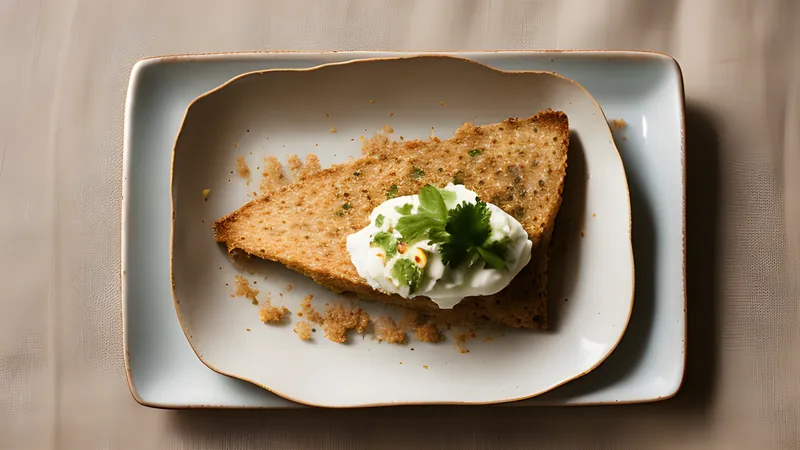 A dark domed rye loaf cut open to show layers of small fish and pork inside