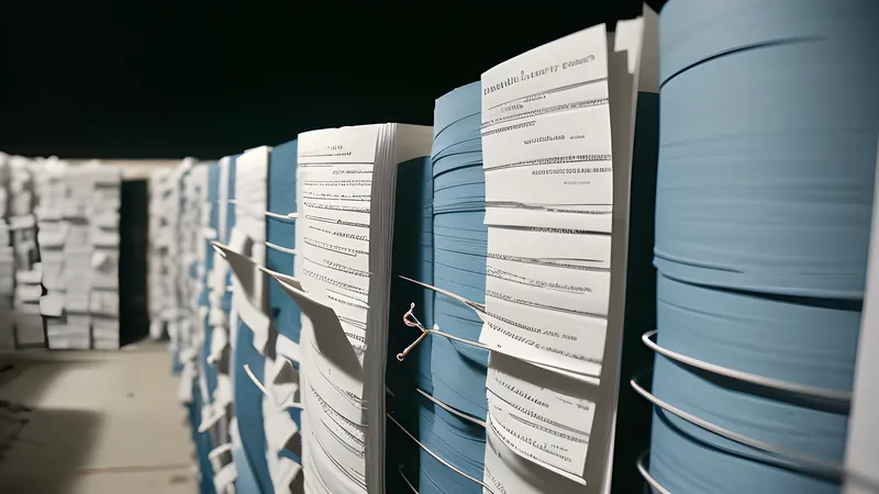 A wall of paper links pinned and threaded, two competing filing systems facing off