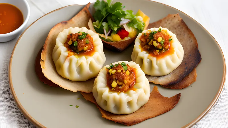 Sour steamed maize dumpling unwrapped from corn husk, served with pepper sauce and fried fish