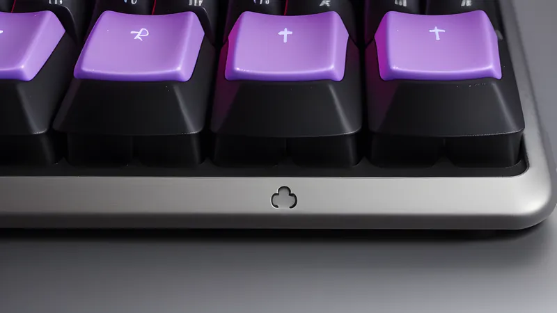 A worn invented mechanical keyboard switch with a faintly scuffed stem, its spring slightly compressed from years of typing