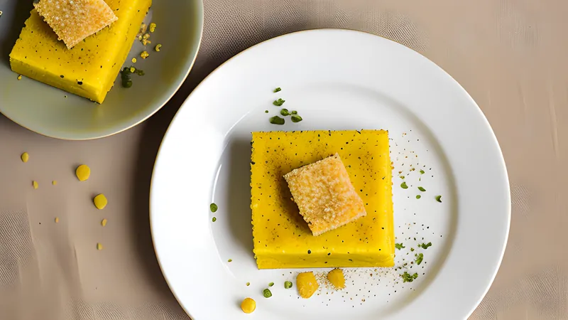 Yellow steamed khaman dhokla squares topped with mustard seeds, curry leaves and coconut