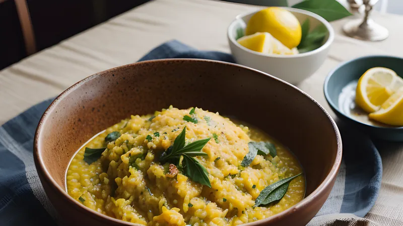 Khichdi with Ghee and Crispy Onion