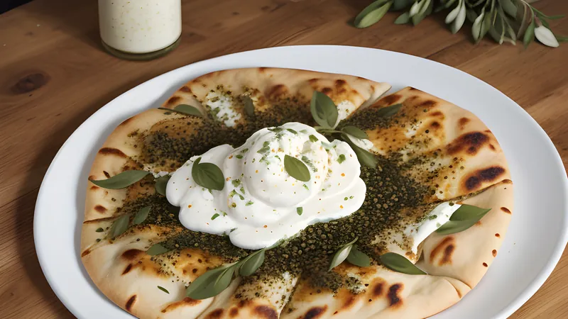 Labneh with Za'atar, Olive Oil, and Warm Flatbread