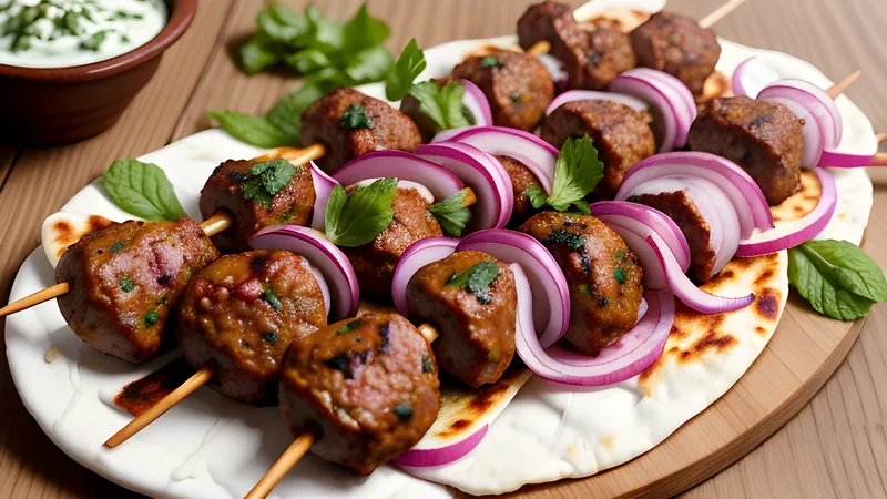Lamb Kofta with Mint Yoghurt and Pickled Red Onion