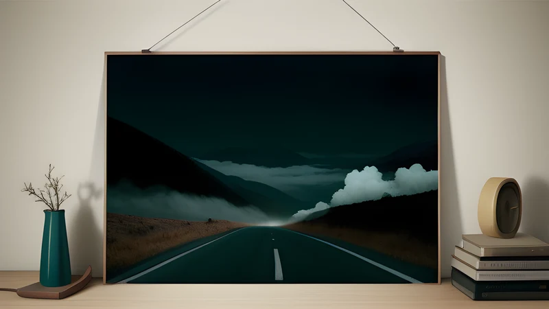 A mountain road at dawn, empty, with the light catching a bend set for an ambush
