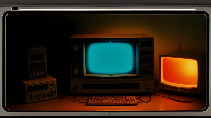 A progress bar stretched flat into a horizon line, glowing in CRT orange and amber.