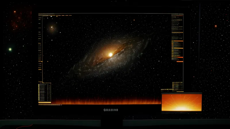Three overlapping translucent star-charts converging into a single galaxy map, CRT amber glow