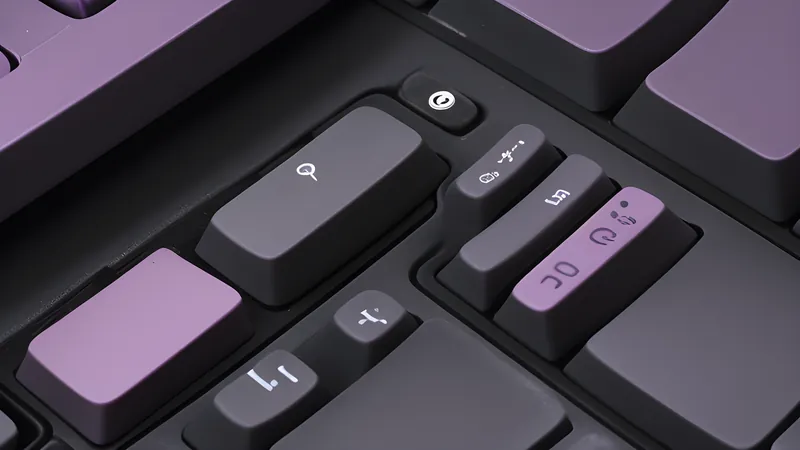 An exploded mechanical keyboard cutaway showing gasket foam layers, plate and switch stems in cross-section