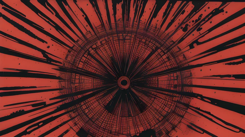 Interlocking mechanical gears and downtuned guitar strings arranged on a precise grid