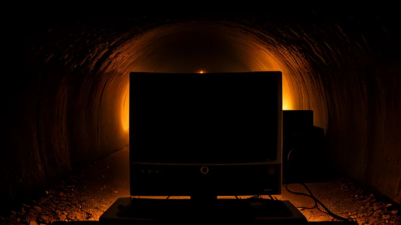 Three glowing waveform traces braided together against a dark CRT, burnt amber phosphor bloom and heavy scanlines