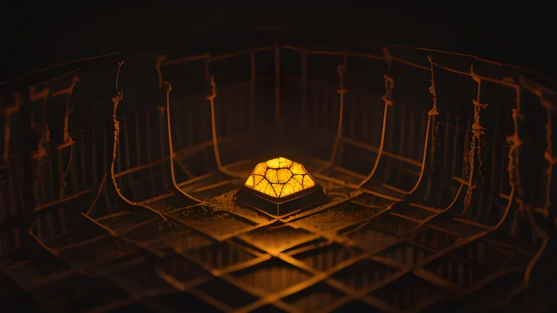 A glowing neural lattice dissolving into a plain grid of humble spreadsheet cells
