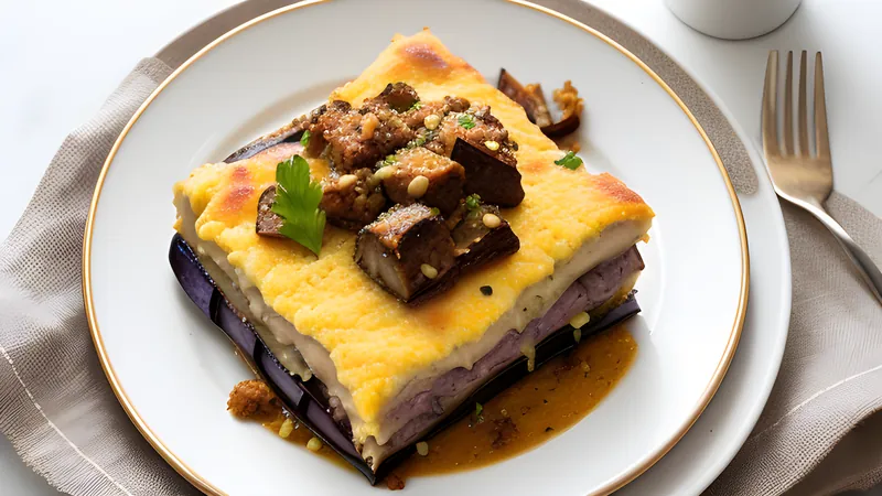 Moussaka with Aubergine and Nutmeg Béchamel