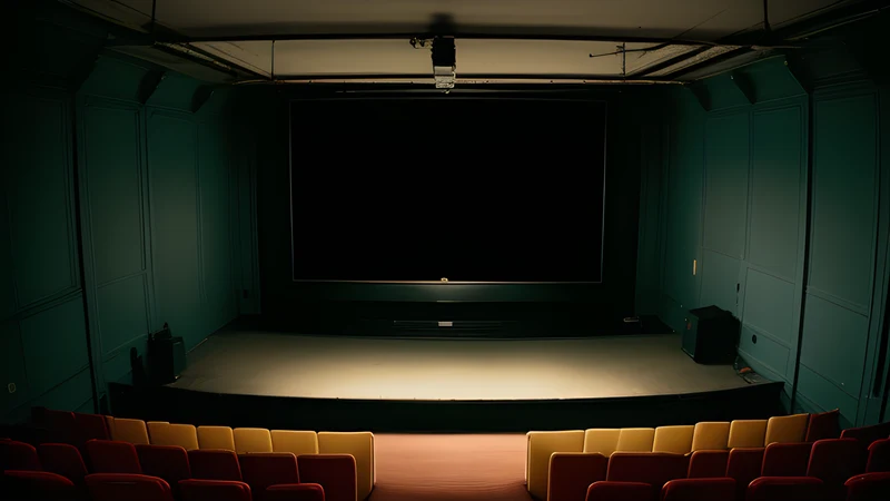 A bare rented room with a single chair, lit in teal and amber like a repertory noir poster