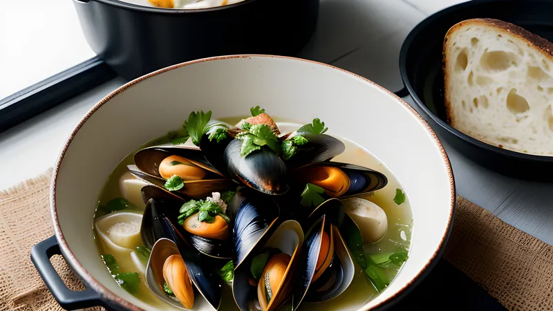Mussels in White Wine, Garlic and Cream