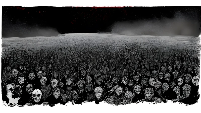 Crowd silhouettes and stage lights on a lakeside field under a pale midnight-sun sky