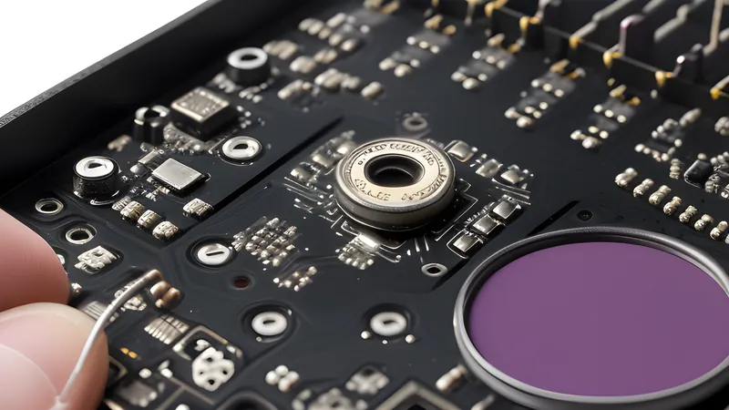 An invented smart ring band cutaway showing tiny embedded sensors and a coin-sized battery cell inside