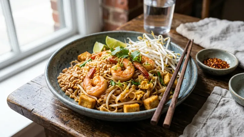 Pad Thai with Tamarind, Palm Sugar and Toasted Peanuts