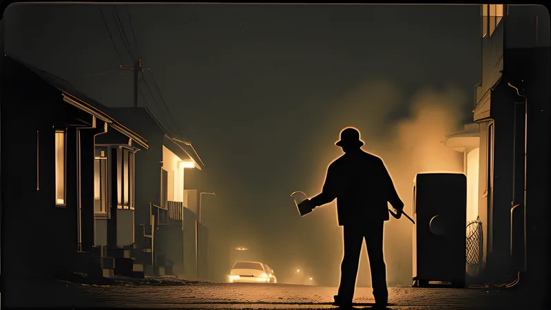 A paperboy cycling down a tilted suburban street mid-throw