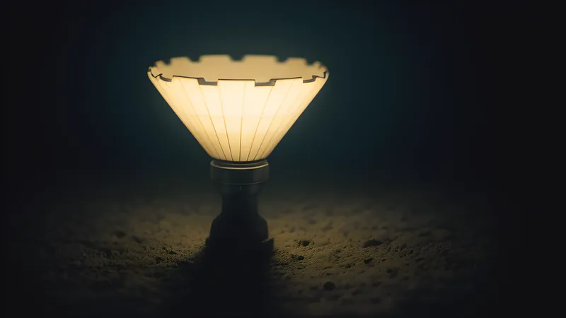 A small hardware token emitting a cryptographic bloom of light where a password field should be