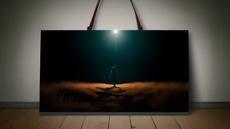 A canvas holdall abandoned on a bleak moor, something angular pressing against the fabric from inside