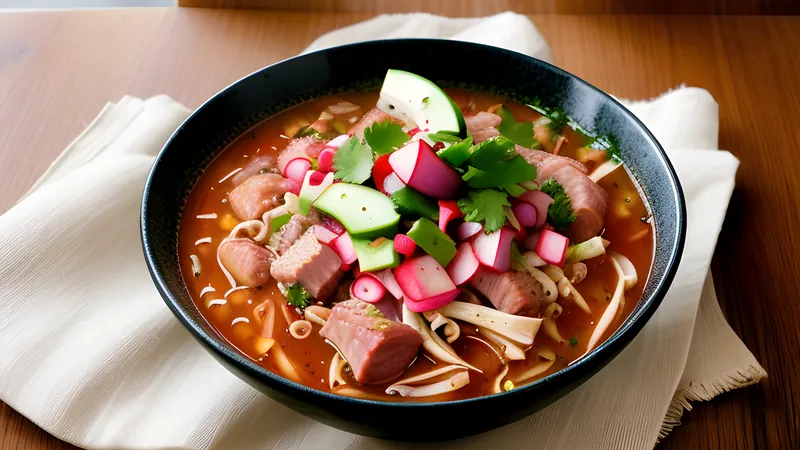 Pozole Rojo with Guajillo Broth and Hominy