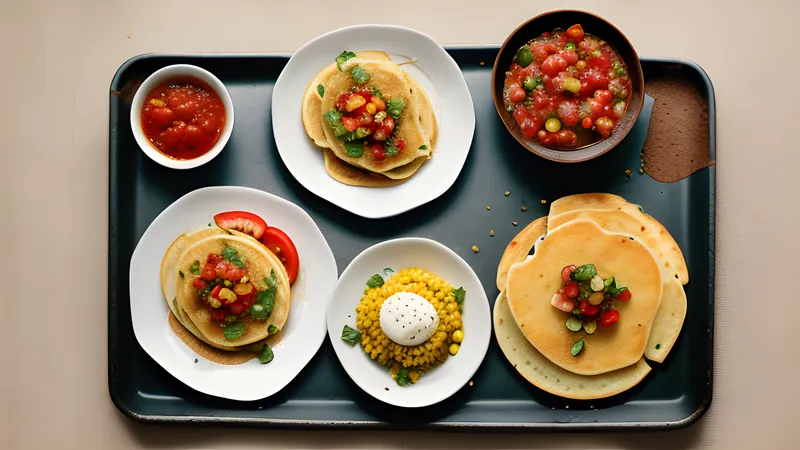 Stuffed corn pupusas on a griddle beside a bowl of curtido cabbage slaw and tomato salsa