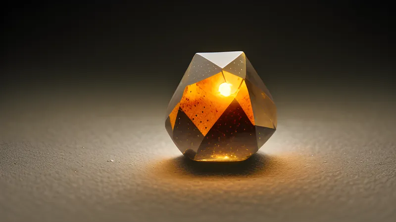 A dense glowing sphere compressed into a smaller faceted crystal that loses almost none of its light, editorial illustration in warm orange