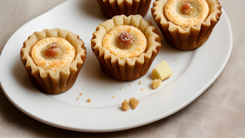 Small cinnamon-dusted cheese tarts with frilled pastry edges cooling on a wire rack