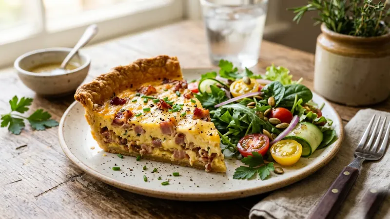 Quiche Lorraine with Smoked Bacon and Gruyere