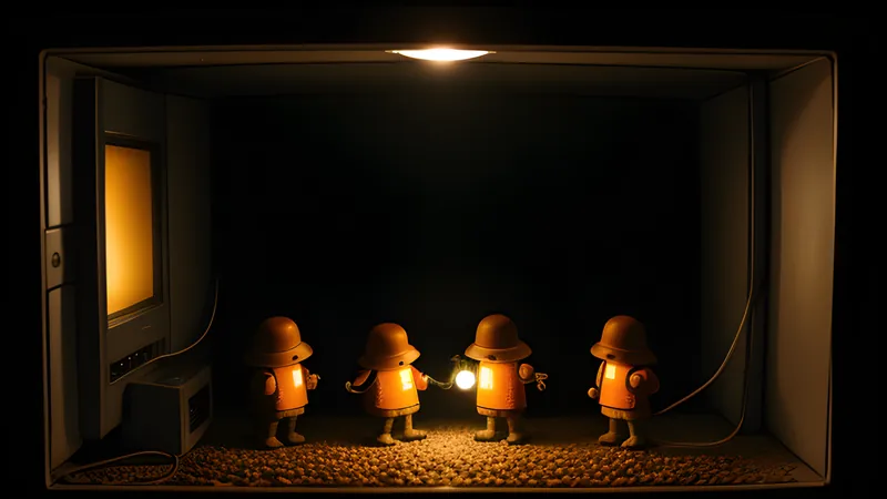A handful of tiny colonists huddled in a lantern-lit shelter as a storm closes in