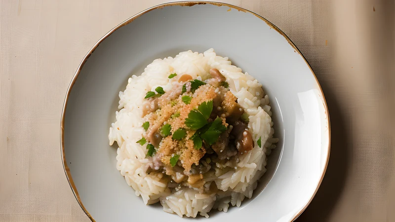 A shallow bowl of deep purple risotto topped with shaved Parmigiano and butter