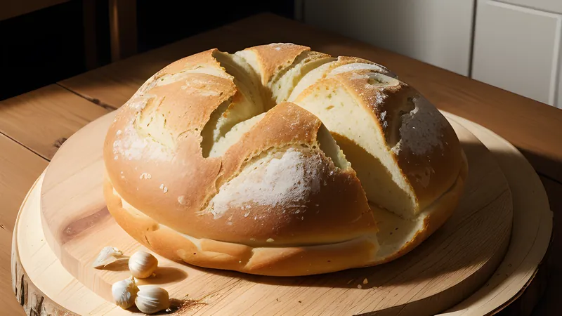 No-Knead Overnight Sourdough Loaf with Roasted Garlic and Rosemary