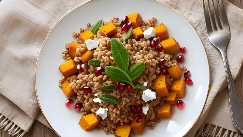 Roasted Squash, Farro and Pomegranate