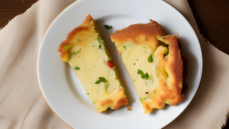 A deep golden potato cake, whole and unbroken, turned out onto a plate with butter melting at the edge