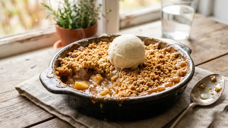 Salted-Caramel Apple Crumble with an Oat-Almond Topping