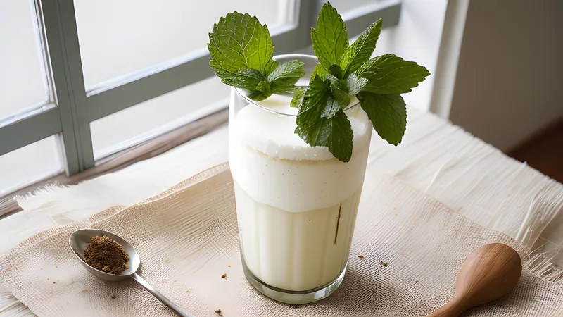 Salted Lassi with Cardamom and Mint