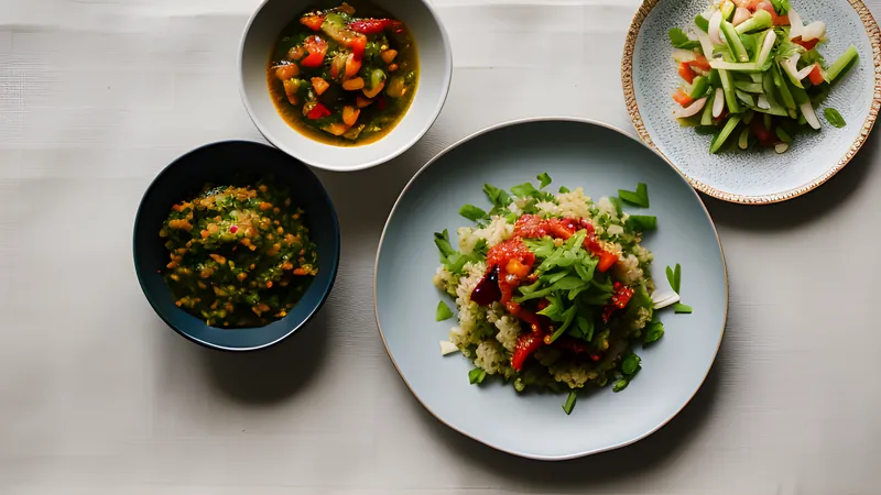 Bowl of raw sambal matah, finely sliced shallot, lemongrass and chilli glistening in oil