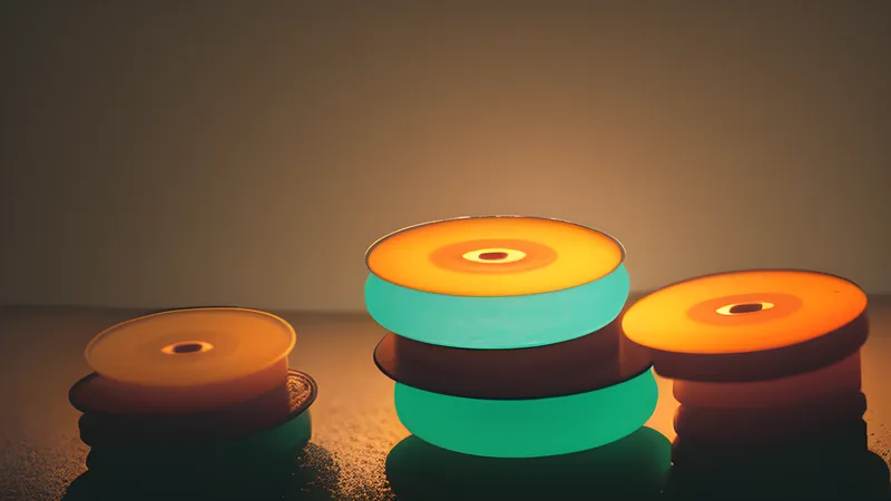 A spiral of stacked translucent glass discs, each one a frozen moment of a filesystem