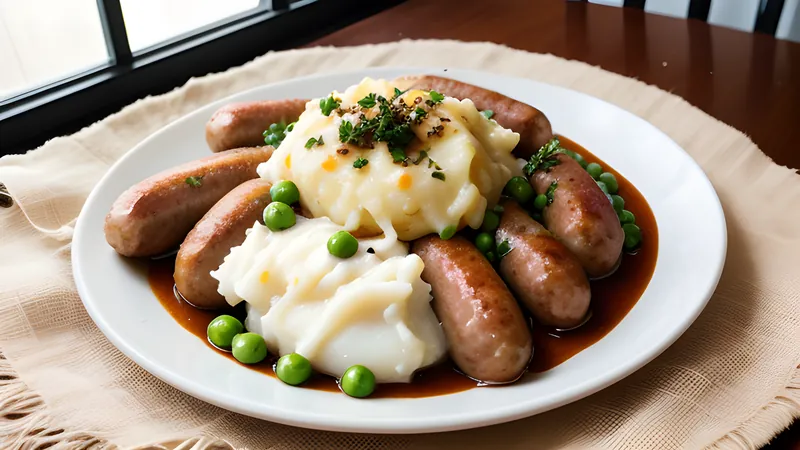 Sausage and Mash with Red Onion Gravy