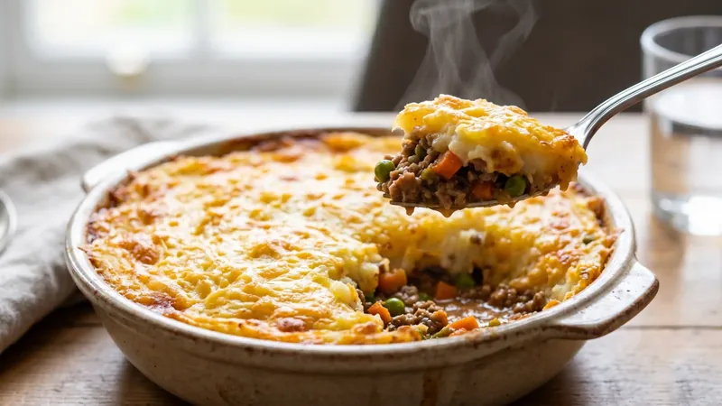 Shepherd's Pie with a Cheddar-Mustard Mash Crust