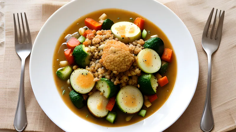 Mixed vegetables including bitter gourd and drumstick in a pale, mild, milky gravy