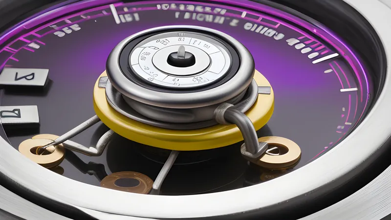 An invented round thermostat dial cut away to show a heating coil graphic and a glowing temperature ring