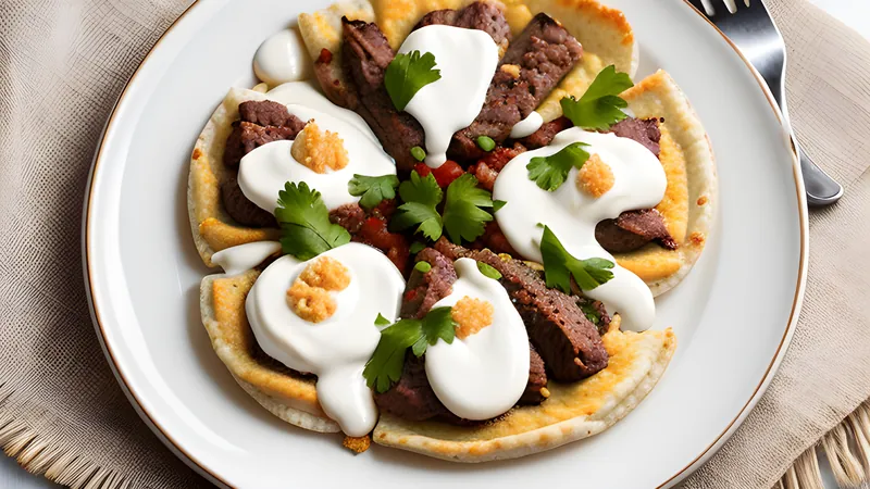 Fried masa sopes topped with refried beans, shredded chicken, cream and salsa