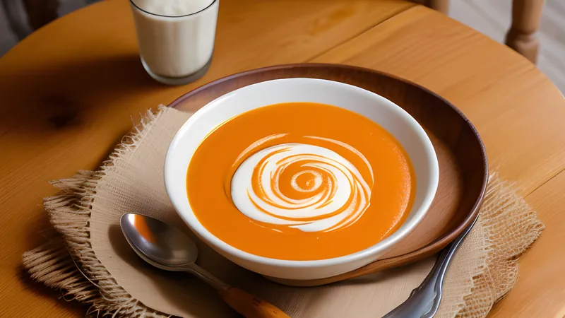 Spiced Carrot and Ginger Soup with Coconut Cream