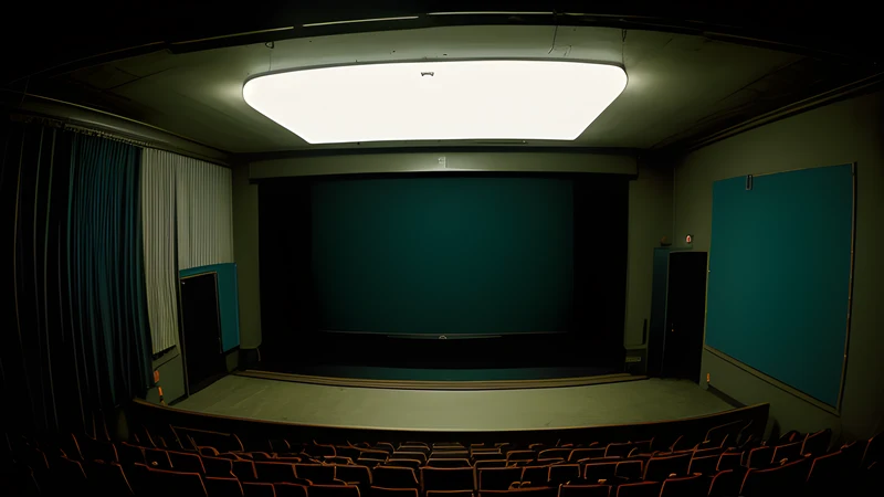 A bungalow mirror ringed with bare casting-room bulbs, glowing in the dark