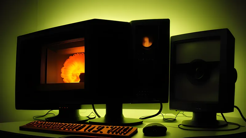 An isometric ninja silhouette rendered in amber CRT glow against a dark studio backdrop