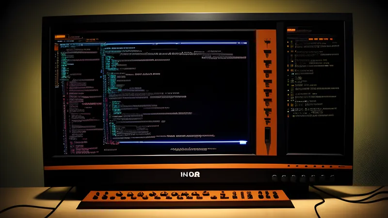 A single programmer's name lit in neon above a software label logo