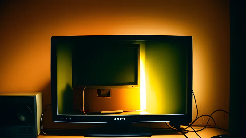 A dusty green-tinted monitor glowing alone in the corner of a forgotten bedroom